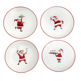 COCKTAILS WITH SANTA APPETIZER PLATES 4/SET
