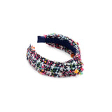 NAVY NUBBY KNOTTED HEADBAND