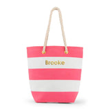 PERSONALIZED LARGE BLISS STRIPED COTTON CANVAS FABRIC TOTE BAG