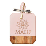 ACACIA HEIRLOOM BOARD IN BLUSH WITH HANDLE ROUND & GOLD SPREADER | LOTUS MAHJ