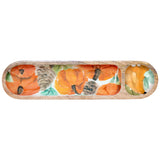 HARVEST SECTIONED MANGO WOOD & CERAMIC TRAY