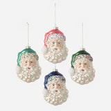 FANCY SANTA HEAD GLASS ORNAMENT