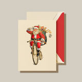 PENNY FARTHING SANTA GREETING CARD