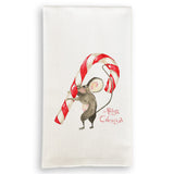 MOUSE WITH CANDY CANE TEA TOWEL