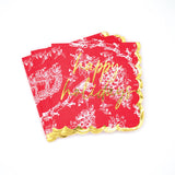 RED TOILE SCALLOPED BEVERAGE NAPKIN