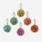 HOLIDAY TINSEL BALL GLASS ORNAMENT