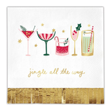 JINGLE ALL THE WAY FOIL FRINGE BEVERAGE NAPKINS