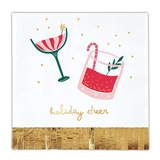 HOLIDAY CHEER FOIL FRINGE BEVERAGE NAPKINS