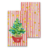 RED POTTED CHRISTMAS TREE GUEST TOWEL
