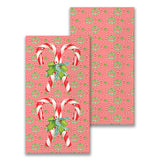 CANDY CANES WITH GREENS GUEST TOWEL