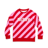 MERRY DIAGONAL STRIPED CLASSIC SWEATSHIRT LARGE