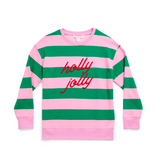 HOLLY JOLLY STRIPED CLASSIC SWEATSHIRT MEDIUM