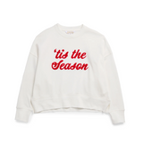 TIS THE SEASON/FA LA LA RELAXED SWEATSHIRT, IVORY SMALL