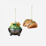 HOLIDAY TACO OR GUACAMOLE GLASS ORNAMENT