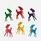 FLOCKED 50'S DEER ORNAMENT