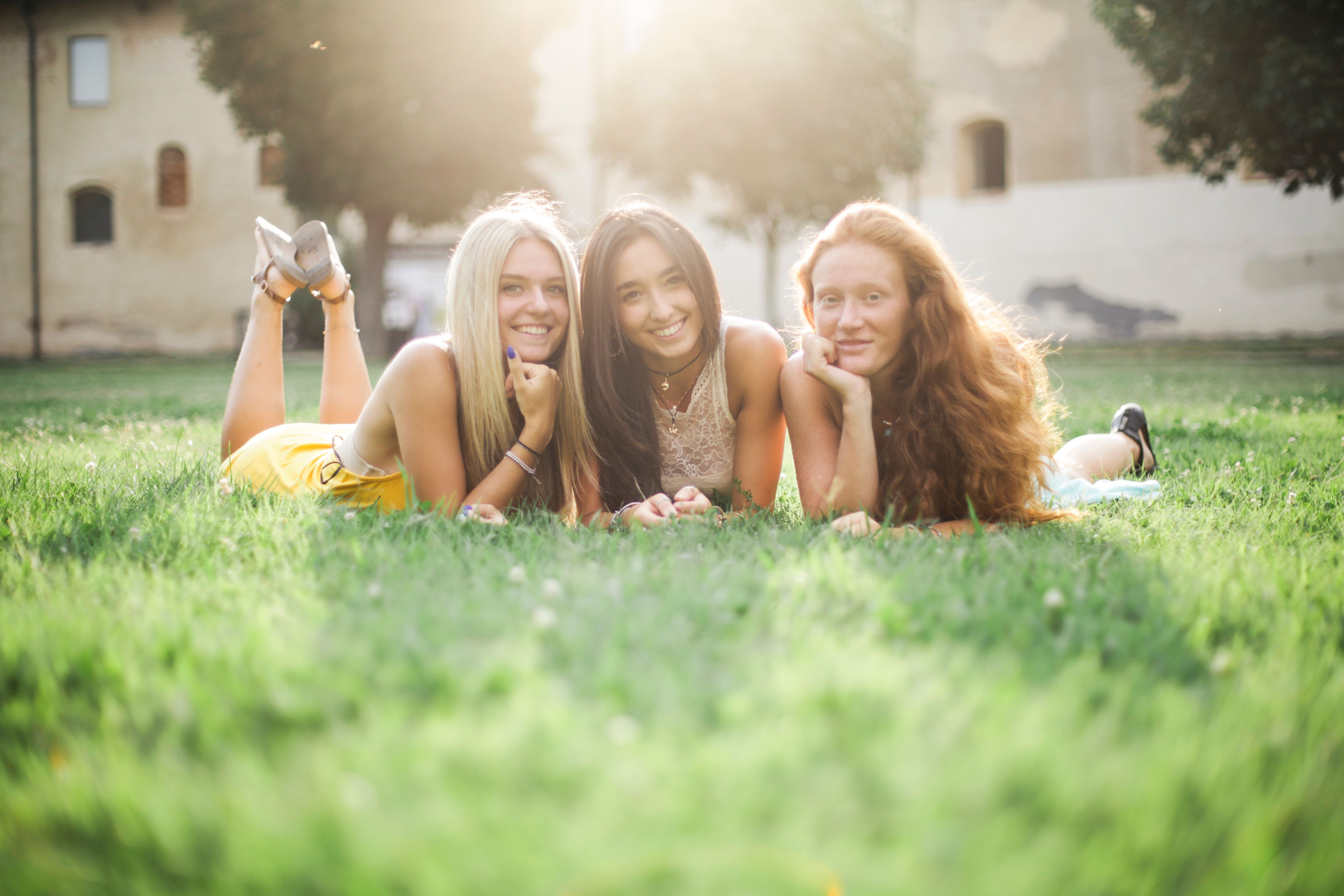 Three sorority sisters getting ready for rush week