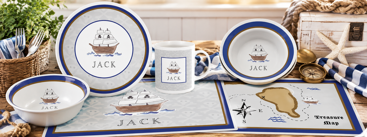 Personalized Ahoy Matey Kids Dinnerware Set