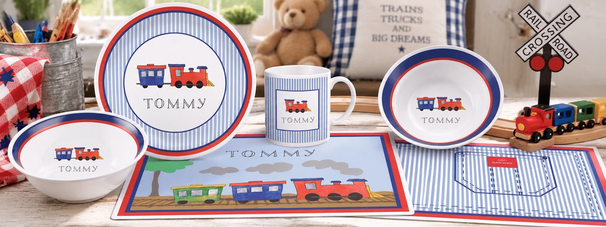 Personalized All Aboard Kids Dinnerware Set
