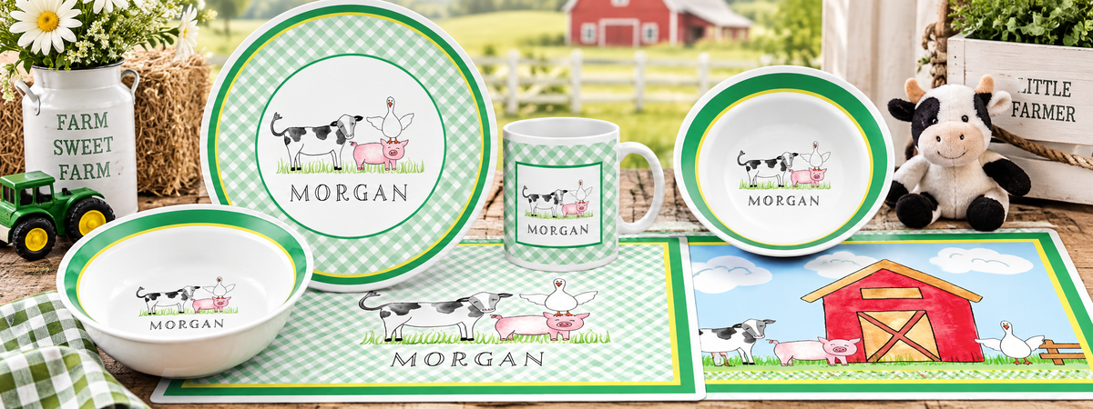 Personalized Barnyard Kids Dinnerware Set