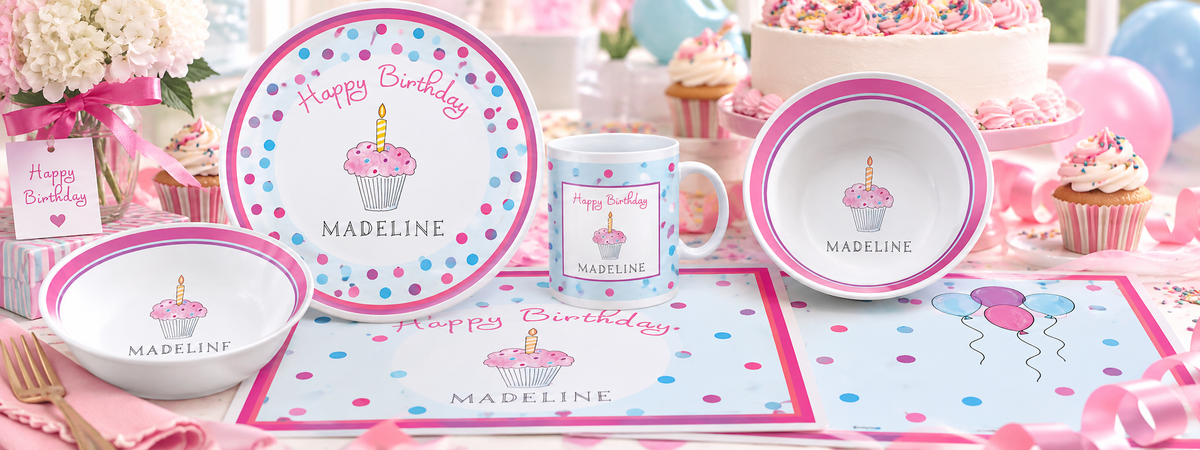 Personalized Birthday Cupcake Kids Dinnerware Set