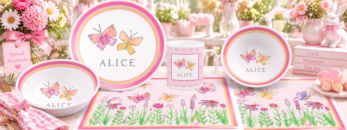 Personalized Butterfly Kisses Kids Dinnerware Set