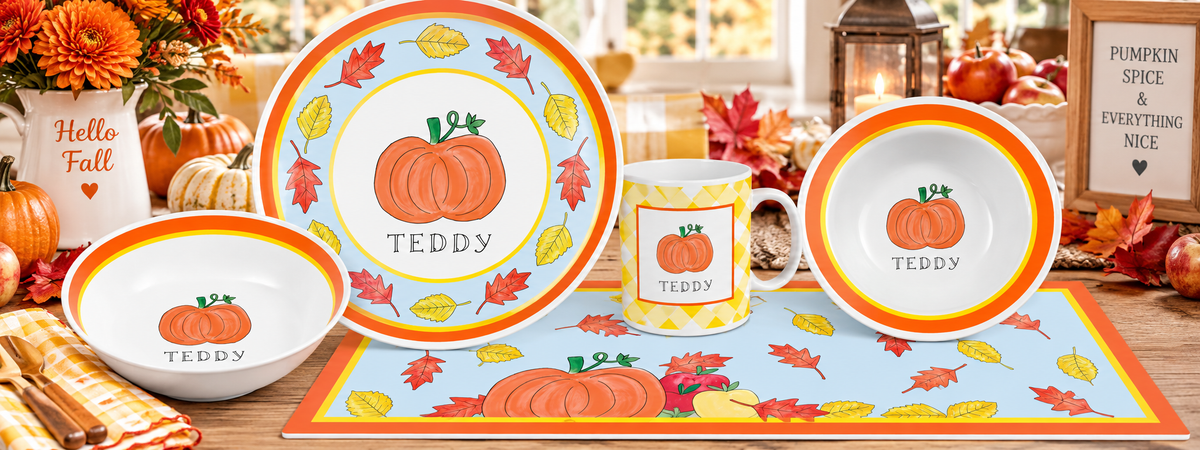 Personalized Fall Fling Kids Dinnerware Set