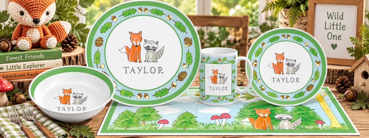 Personalized Forest Friends Kids Dinnerware Set