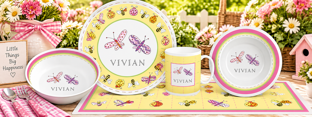 Personalized Garden Party Kids Dinnerware Set