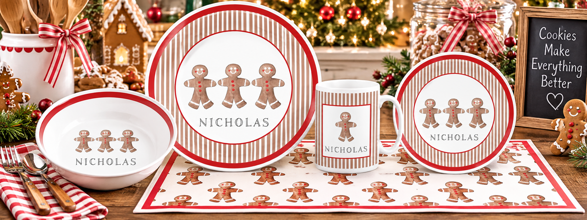 Personalized Gingerbread Kids Dinnerware Set