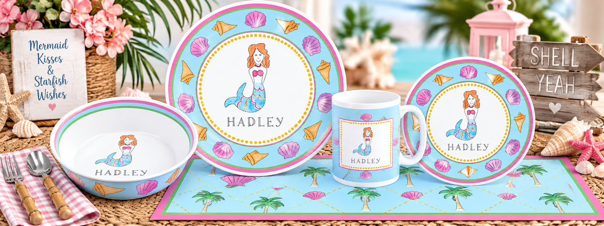 Personalized Mermaid Kids Dinnerware Set