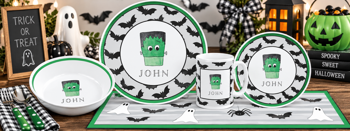 Personalized Monster Mash Kids Dinnerware Set