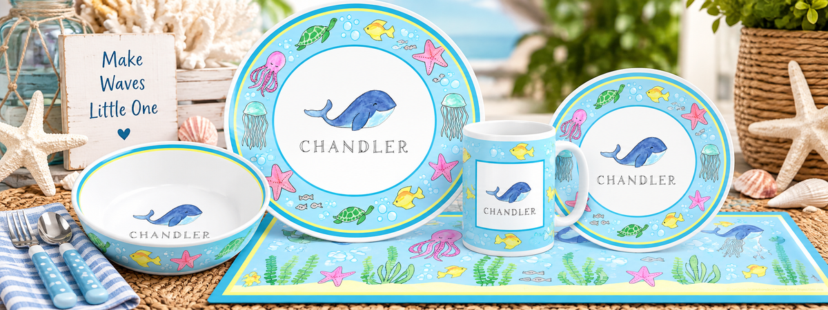Personalized Ocean Life Kids Dinnerware Set