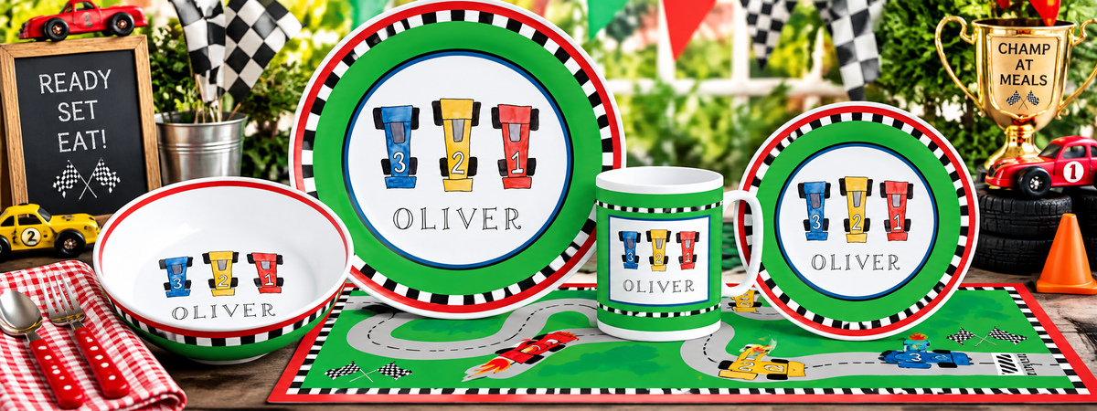 Personalized On Your Mark Kids Dinnerware Set