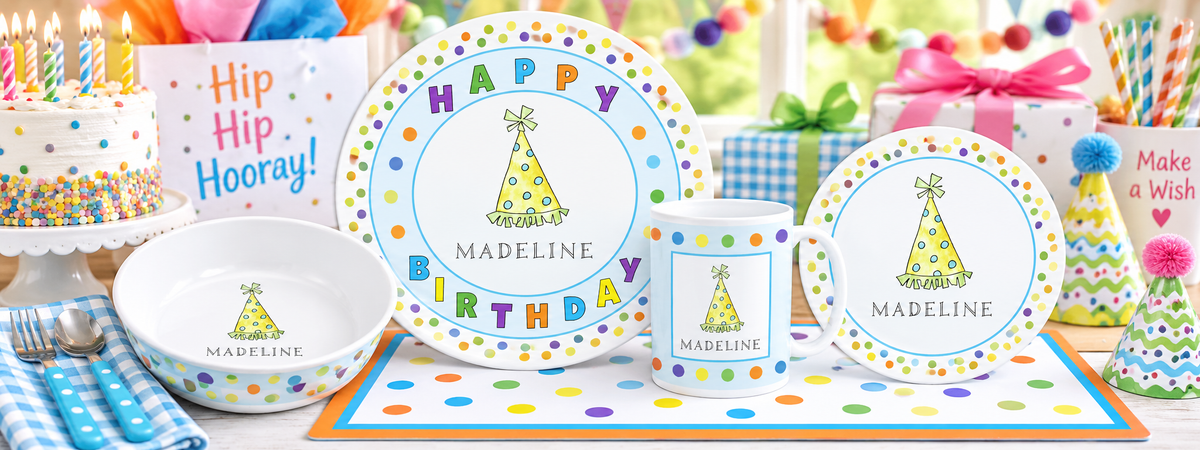 Personalized Party Hats Kids Dinnerware Set