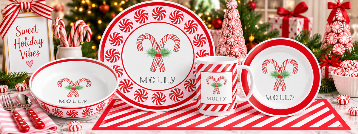 Personalized Peppermint Kids Dinnerware Set