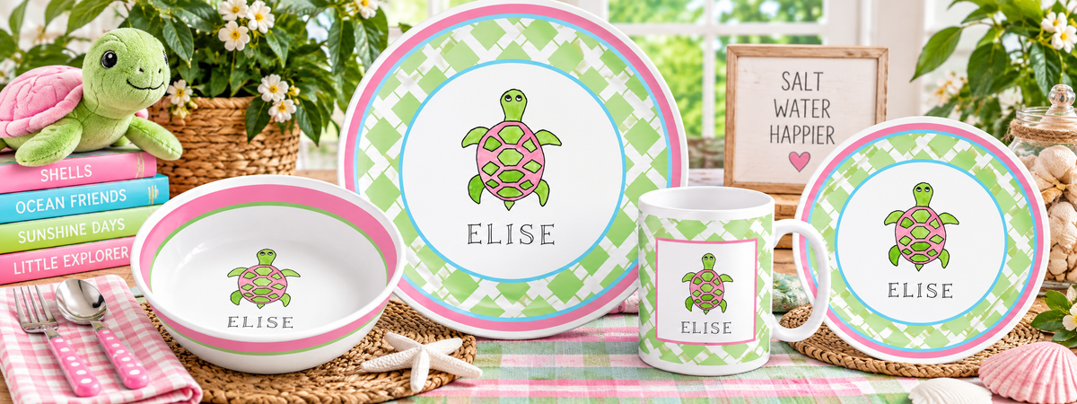 Personalized Sea Turtle Kids Dinnerware Set