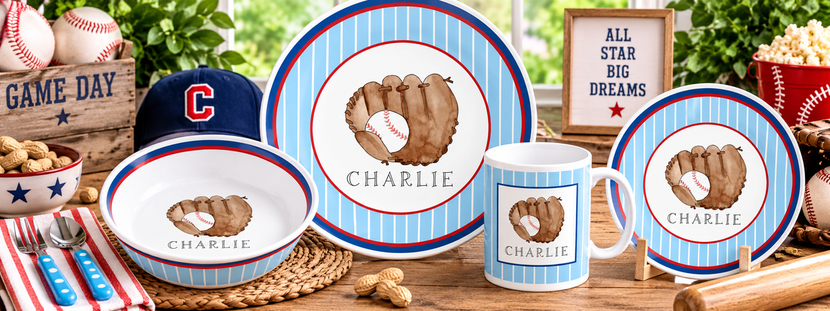 Personalized Slugger Kids Dinnerware Set