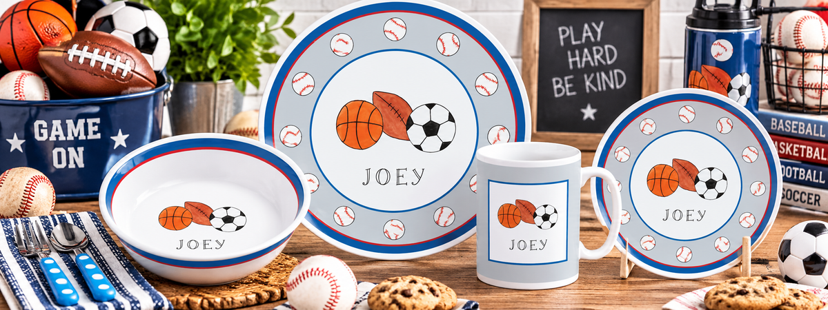Personalized Sports Fan Kids Dinnerware Set