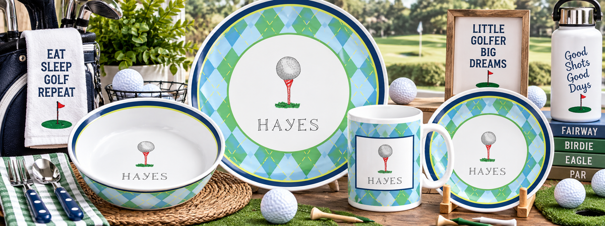 Personalized Tee Time Kids Dinnerware Set