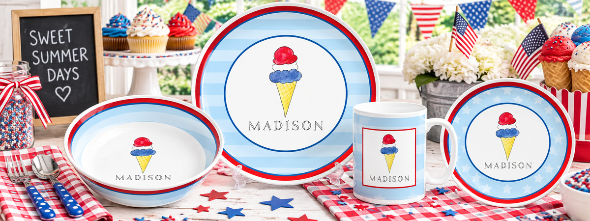 Personalized Triple Scoop Summer Dinnerware Set