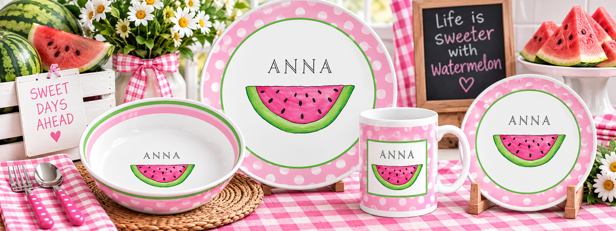 Personalized Watermelon Kids Dinnerware Set