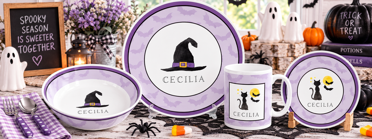 Personalized Wicked Halloween Kids Dinnerware Set