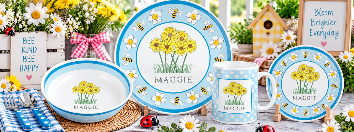 Personalized Wildflowers Kids Dinnerware Set