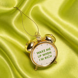 Shiny Gold Rich Alarm Clock Glass Ornament