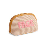 FACE KNIT ZIP POUCH, TOAST