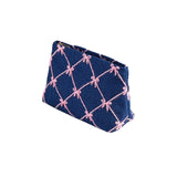 NAVY TINSEL BOW ZIP POUCH