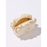 Beige Ruffle Bling Small Zip Pouch
