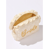 Beige Ruffle Bride Large Zip Pouch