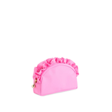 Small Pink Solid Ruffle Zip Pouch