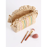 Large Beige Sienna Quilted Zip Pouch